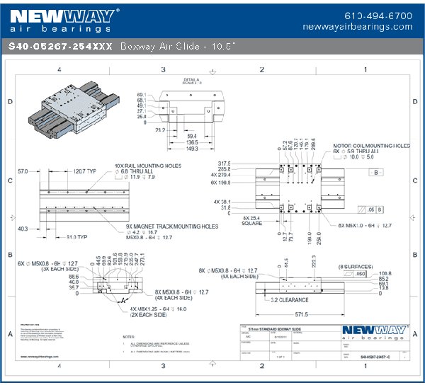 boxway air slides 10.5in engineering drawings