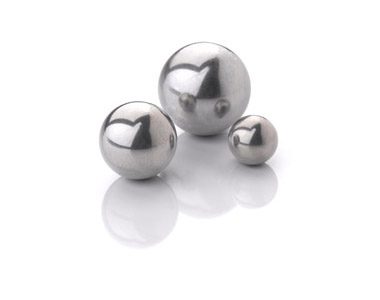 Image of three differently sized metal balls.