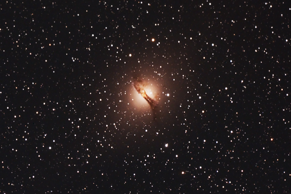 Centaurus A Galaxy with surrounding star clusters studied by the Very Large Telescope operating with New Way Air Bearings.