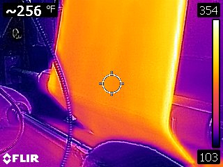 Thermal image registering an Air Turn handling polyethylene film at 256℉.