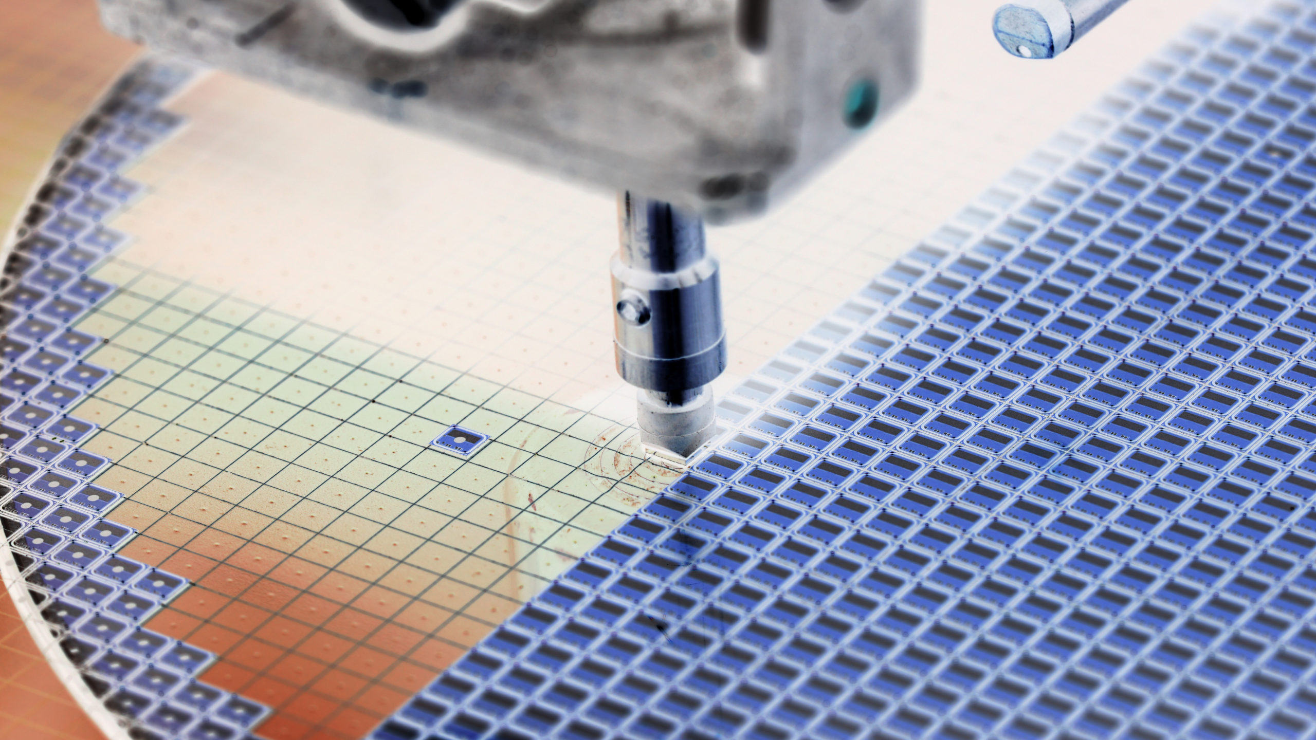  Semiconductor manufacturing process as wafer chips are placed